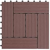 アイリスプラザ ジョイントタイル 十文字溝付 人工木 ブラウン 9枚セット