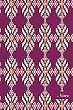 Notes: 6"x9" Unruled Blankpages Notebook Seamless Oriental Southeast Asian Pattern Cover Purple Diamond Check Geometry Cross Stitch Cloth Textile. Matte Softcover Note Book Journal