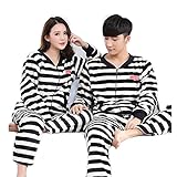 パジャマ　冬　ふわもこ　部屋着　カップル　男性女性　男女共用　白黒のしま　防寒着　ポケット付き　贈り物　肌触りの いい 暖かい　 ロング　おしゃれ　奥さん お誕生日 結婚記念日 銀婚式 プレゼント (