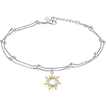 Amazon | 星と月 太陽 レイヤード アンクレット 925