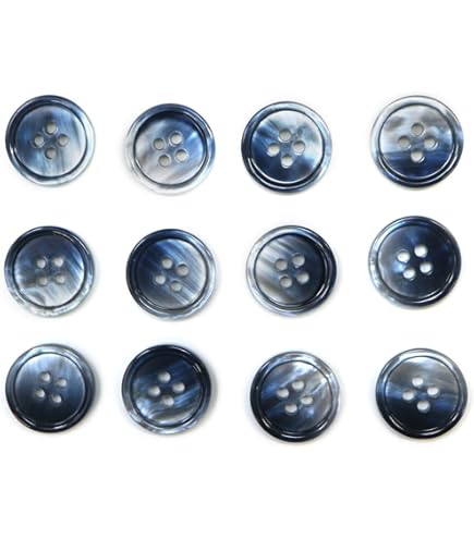 Amazon | 四つ穴ボタン 縞模様 【ブルー】 青 ボタン 光沢
