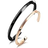 【正規品】【☆ペアアクセサリー工房☆】ペア バングル ペアブレスレット ブラック＆ゴールド サージカルステンレス製 メンズ＋レディース２点セット カップル 人気 ジュエリーポーチ付き