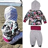 PUERI ベビー服 子供服 セット服 女の子 ベビー 普段着 花柄 長袖 帽子付き　Tシャツ＆パンツ 上下 セット コットン 0-2歳設定　誕生日　子供の日　遊園地に