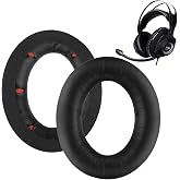 イヤーパッド FOR Kingston HyperX Cloud Revolver/Revolver S に対応 交換 用 ヘッドホンパッド 防止音漏れ防止 <1組 > なんしつ 高密度フォームRuiMi (ブラック/レッドスポンジ)
