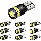 AUXITO T10 LED ホワイト 爆光 10個 ポジションランプ led キャンセラー内蔵 2W 24個3014LED素子 30000時間寿命 12V LED 白 ルームランプ/ナンバー灯 1年保証