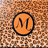 Rikki Knightレター" M "オレンジLeopard Printモノグラムデザインセラミックアートタイル12 " x 12 "