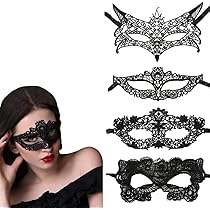 Amazon.co.jp: YUHENGCT 4枚入り レースアイマスク ベネチアンマスク