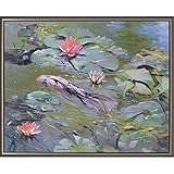 Paragon Koi and Lilies Framed壁アート 2"D x 51"W x 41"H グレー 3036