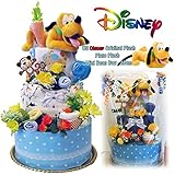 ディズニー 出産祝い プルート 人気の３段 おむつケーキ パンパース ６１枚 豪華３段 男の子 ダイパーケーキ(S)