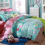 MeMoreCool Home Textile Cute Cartoon Design Boys and Girls Bedding Set Cats Pattern Duvet Cover Stud