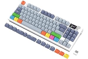 ATTACK SHARK x AJAZZ K86 ゲーミングキーボード 無線 ワイヤレス 3つの接続モード2.4G / bluetooth5.1 / USB-C TFTカラースクリーン ノブ シロナガスクジラ軸-ガスケット構造 ホットスポット 400