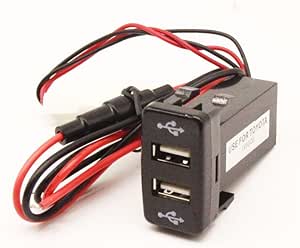 Amazon トヨタ Usb ポート車用usbポート 増設キットusb電源増設 車用 Usb 埋め込み Usbスイッチホール Led点灯 青 スマホ 充電器 車 ソケット分配器 車 バイク
