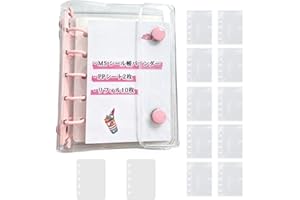 Winuin シール帳 透明 シールバインダー m5 シール手帳 女の子 シールちょう帳 はがせる 透明シール帳バインダー プリクラ帳 大人向け 3色選べる カード収納 ppシート2枚 リフィル 10枚入 ギフトにも最適（ピンク）