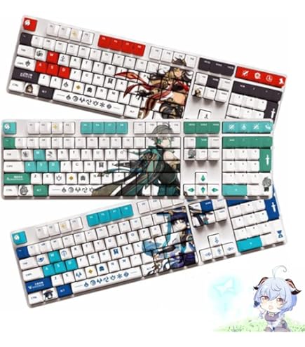 【未使用】【動作確認済み】原神 胡桃のゲーミングキーボード❗️ 原神 胡桃・雪晴梅香 108キーメカニカルキーボード｜HAKUTEA