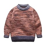(ボッパル)BHODPER　韓国子供服　ニットセーター　長袖　秋冬　コットンニット　リブ編み　プルオーバーセーター　カジュアル　普段着　通園　通学　プレゼント (ブラウン&ブラック, 110cm)