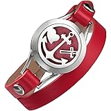 EVERLEAD Carving Round Aromatherapy Essential Oils Diffuser Locket Bracelet 316l Stainless Steel Real Leather Bracelet