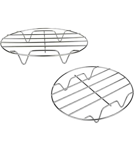 Air Fryer Double Layer Rack - Stainless Steel Stackable Dehydrator Rack For 4.2 QT & Larger Air Fryers (8 Inch, 5 Pins)