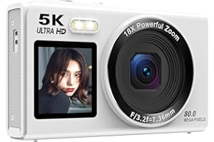 AiMike 5K デジカメ スマホに送れる デジタルカメラ WIFI転送機能 8000万画素 デュアルスクリーン 64GBマイクロSDカード付き 18倍デジタルズーム オートフォーカス機能 ウェブカメラ 19種類フィルター 自撮り便利 バッテリー2