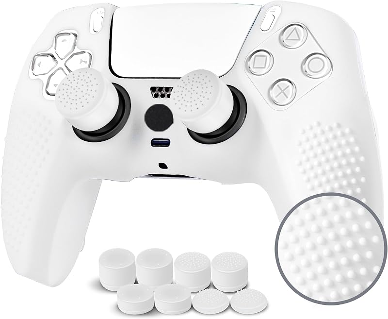 JYXETOV PS5 Controller Cover 1-Piece/2-Piece (28 Options), Free 8-Button Caps, Silicone Protection, Can Be Charged with Original Charger, Non-slip Design, Suitable for Double-Sided Printing Patterns