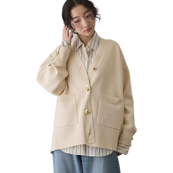 Amazon | [アダムエロペ] WEB限定 ポロニットカーディガン サックス(48