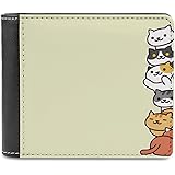 [LDU] ねこあつめ 猫柄 財布 メンズ 二つ折り レザー革 小銭入れ レディース 二つ折り財布 薄型 サイフ 薄い メンズ ミニ財布 人気 小さい財布 ビジネス 小銭入れ付き 父の日