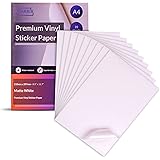 Avarrix Australia Printable Vinyl Sticker Paper for Inkjet Laser Printer, Matte White, 20 Sheets, Waterproof Label Stickers, 