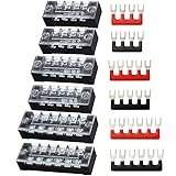 LEBUBU 固定端子台 組端子台 600V 15A 2列型 極数4 2色絶縁圧着端子セット付属 端子台 セット 絶縁端子台 電気工事 (極数 4/5/6 P)