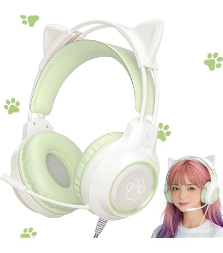 Amazon.co.jp: 国Brookstoneの猫耳イヤホン、ヘッド装着式の線制御の