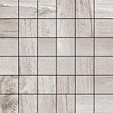 【B'stile】天然木の質感を表現したタイル「Saloon - サルーン」（磁器質｜300×300mmモザイクタイプ｜屋内壁/屋内床/屋外床用）1シート (グリッジョ)