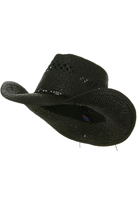 MG Ladies Straw Toyo Cowboy Hat (Black 