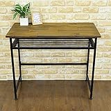 デスク 幅90 シンプルデスク ブラウン ミッドセンチュリー 木製 机 鉄脚 パソコンデスク ADA-727