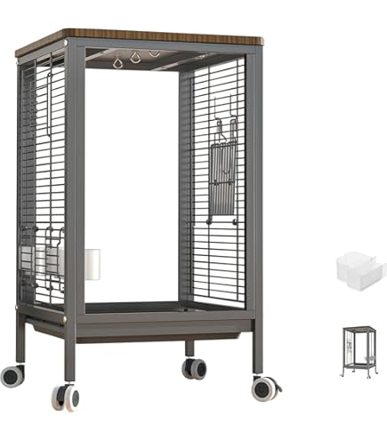 エトピリカ　ステンレス製 鳥かご 大型 Amazon | 50*40*60CM 304ステンレス鋼 鳥かご 前面強化ガラス とりかご