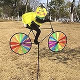 Bchzカラフル動物on Bike風車、ガーデン/芝生/庭装飾