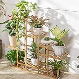 消毒木製フラワースタンド 木製植物フラワーディスプレイスタンド木製ポットシェルフストレージラック屋外屋内8ポットホルダー90x25x85Cm 強い支持力