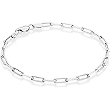 Miabella Solid 925 Sterling Silver Italian 3mm Paperclip Link Chain Bracelet for Women Men, Made in Italy