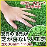 [セット] 復帰型人工芝 パークシア・プレミアム V字型 芝丈30mm 1mx3m [165kg／66平米／22ロール]