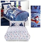 Disney's Mickey Mouse Complete 5 Piece Kids Twin Bedding Set - Reversible Comforter, Sheet Set with 