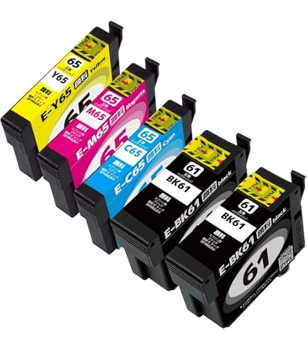 Amazon.co.jp: EPSON 61/65 4色+BK=5本セット【IC61 BK×2】+【IC65 C/M