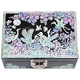 MADDesign マザーオブパール ジュエリー リング イヤリング ボックス ストレージ オーガナイザー クレーンデザイン (ブラック)