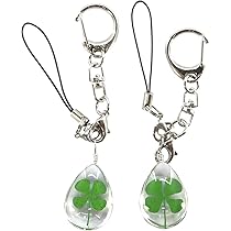 Amazon.co.jp: [ハッピーパッチ] 四葉 キーホルダー ストラップ 2個  