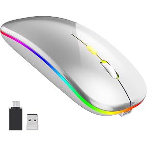 【2021最新版 7色ライト】ワイヤレスマウス 無線マウス 静音 軽量 USB 充電式 超薄型 2.4GHz 3DPIモ…