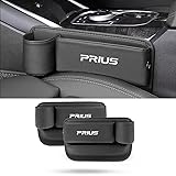 【プリウス専用】シートサイドポケット PRIUS 専用 車内 隙間 収納 ケース プリウス 30系 40系 50系 60系 PHEV α 車 サイド収納ボックス 大容量 ドリンクホルダー付き 小物入れ 落下防止 カー用品 カーアクセサリー PUレザー 直径7cm以内ボトルを入れ 運転席と助手席セット2個入り (プリウス専用+ブラック)