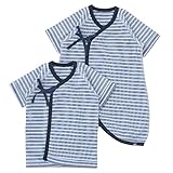 (チャックルベビー) chuckle BABY * ボンシュシュ * ボーダー 新生児肌着 2枚組 ブルー 50-60cm P6012-00-31