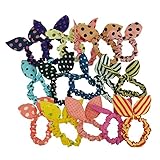 (キッズ　ハウス)KIDS HOUSE 子供用ヘアゴム　10本セット　カラフルウサギの耳　可愛いリボン付き　女の子ヘアアクセサリー