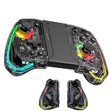 switchコントローラー スイッチプロコン Switch対応 RGBスイッチグリップ コントローラー 携帯モード TURBO連射 6軸ジャイロセンサー 透明