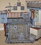 SISI Baby Boy Boutique - Blue Zebra 13 Pc Baby Bedding Nursery Crib Set by Sisi