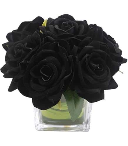 Tinsow Bouquet di crisantemi finti neri, 12 pezzi, per casa, feste di Halloween, raccolti autunnali, festival, decorazione (nero, 12