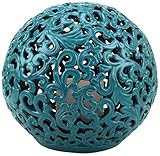 Stonebriar Indoor/Outdoor Ceramic Sphere with Flameless Candle, Turquoise by Stonebriar