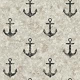 York Wallcoverings NY4914SMP Nautical Living Anchor Away Wallpaper Memo Sample, 8-Inch x 10-Inch, Cr