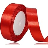 25mm レッド リボン ラッピング 縦長22Mサテンリボン 手芸 手作り ギフトラッピング用リボン 赤い
